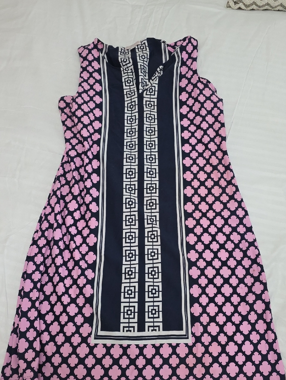 Charter Club Navy & Pink Patterned Sleeveless Midi Dress